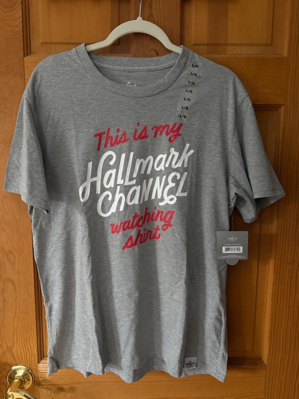 Hallmark Men's Gray Tee with White and Red Script